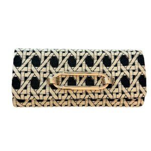 Sondra Roberts Black and White Cane Motif Clutch NWT